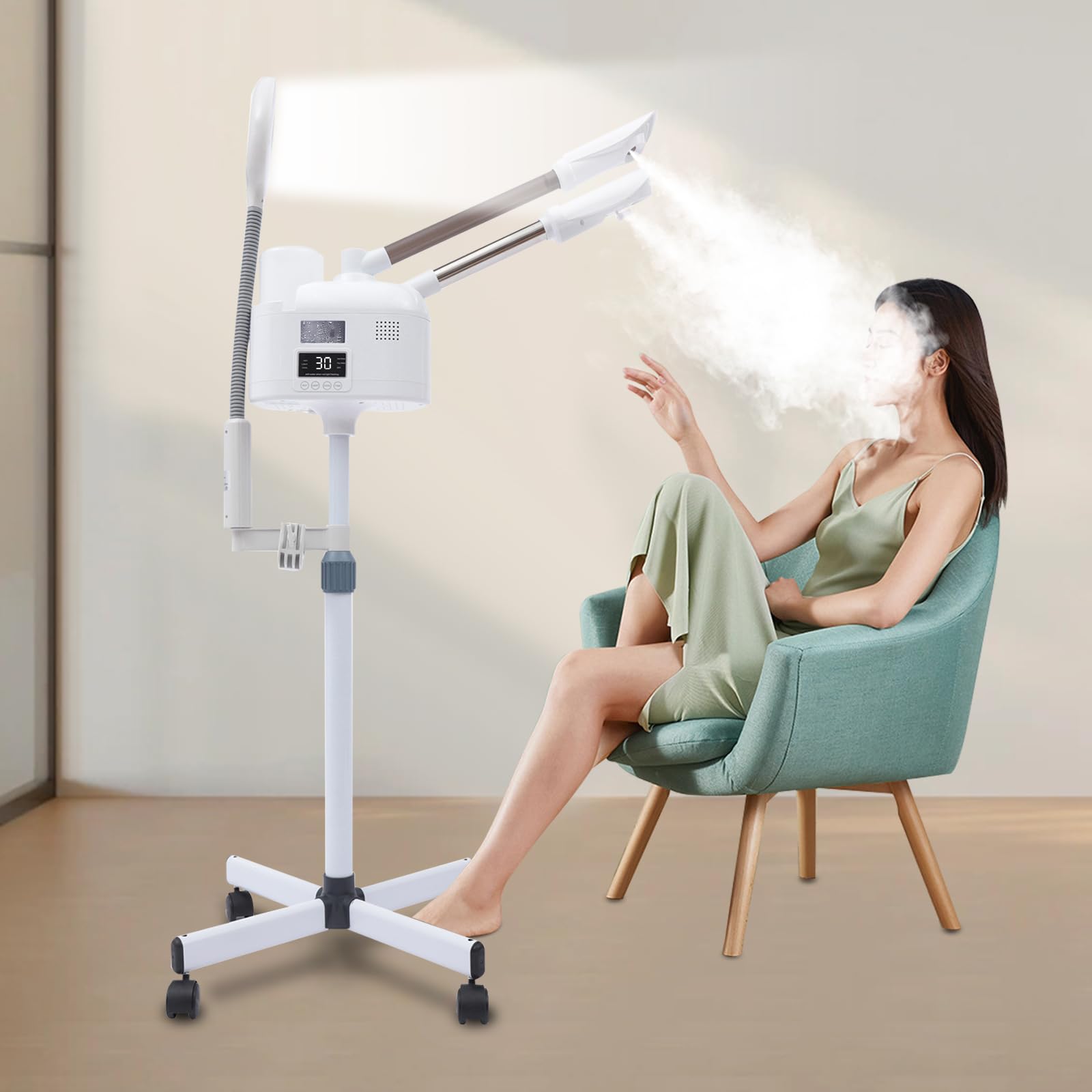 Vapozone Vapozone 3 en 1 Vapozone Vapozone Appareil à vapeur avec lampe loupe Appareil à vapeur chaud et froid Sauna pour le visage pour salon et maison
