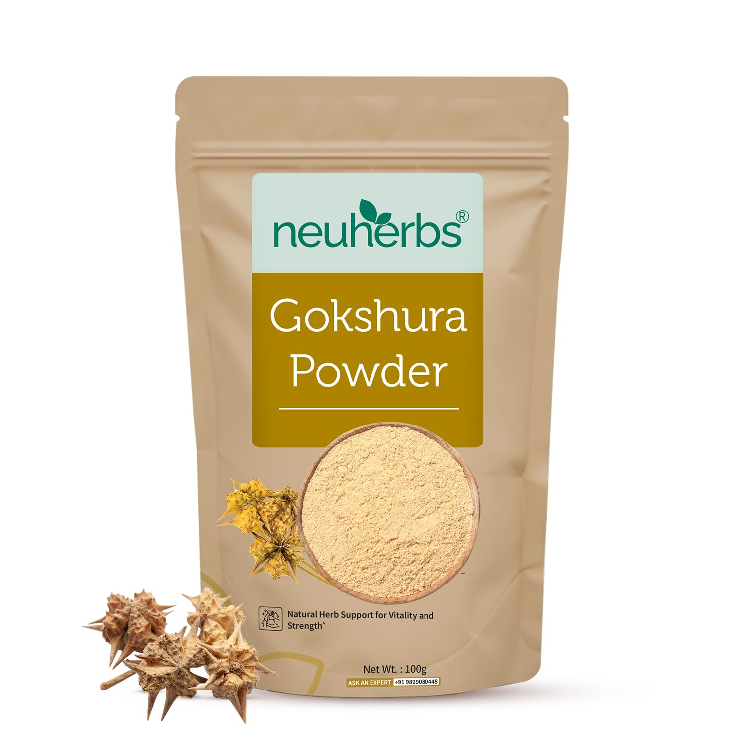 Neuherbs Gokshura Powder (100g Pack of 1) Natural Herb For Men & Women | To Promote Energy & Strength | No Added Preservative or Additives | Tribulus Terrestris