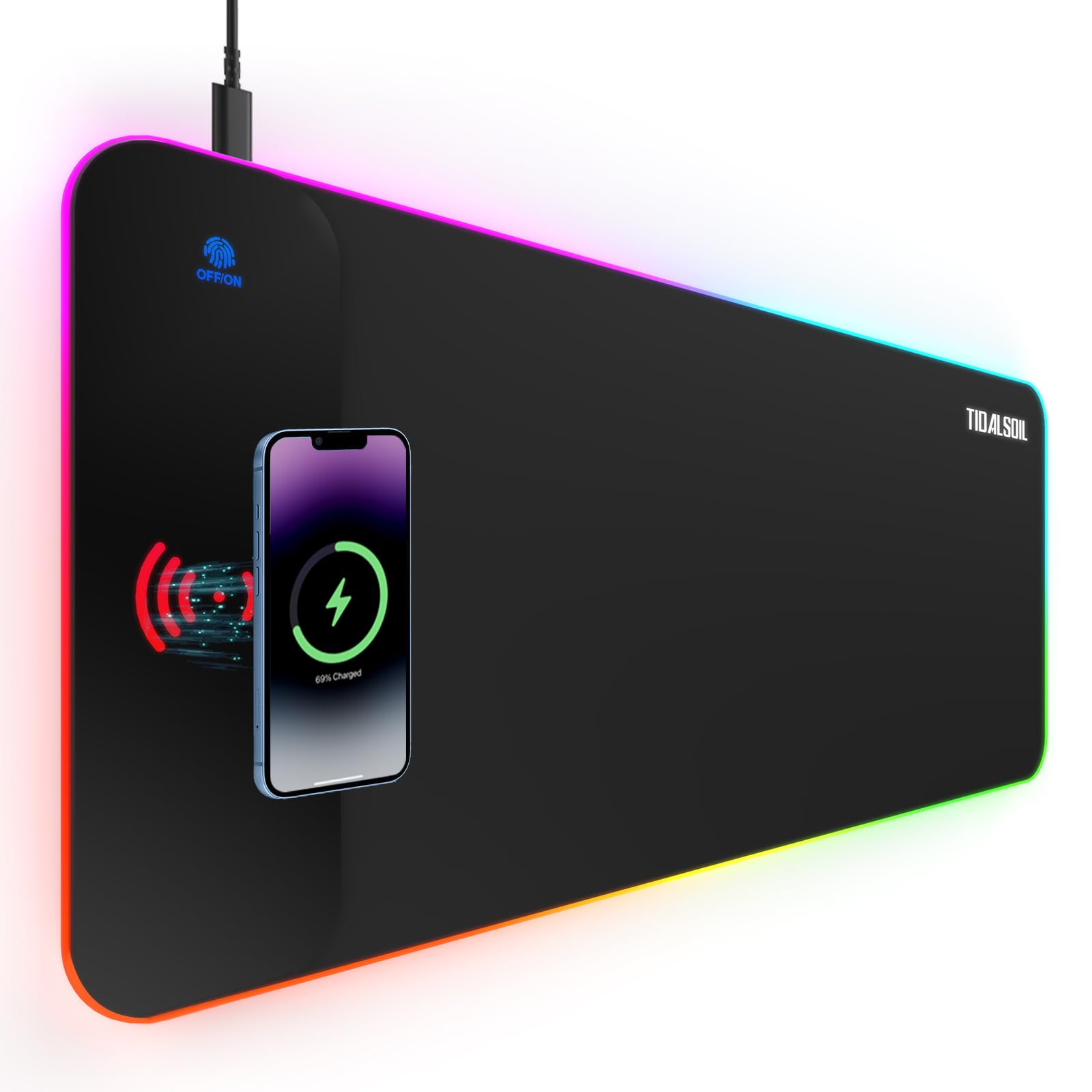 RGB Gaming Mouse Pad with 15W Wireless Charger