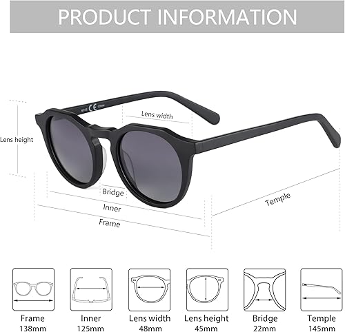 Miniatura 3 de ZENOTTIC Gafas de sol polarizadas redondas vintage para hombres y mujeres con protección UV400