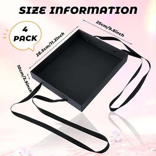 Miniatura 2 de PerKoop 4 bandejas de aperitivos con correa, bandeja negra para fiesta de Halloween y portador de bebidas, bandeja expendedora de aperitivos de