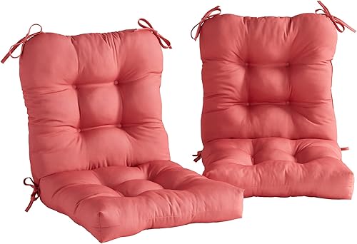 Greendale Home Fashions Juego de cojín para asiento y respaldo, 2 unidades (paquete de 1), color coral disponible en Yaxa Peru