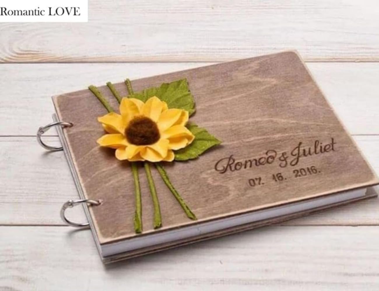Romantic LOVE Personalized Customization Guest Book Commemorative Album Souvenir Wedding Anniversary Birthday -with 50 Sheets of Blank Cardstock Wedding Ornaments (Sunflower)