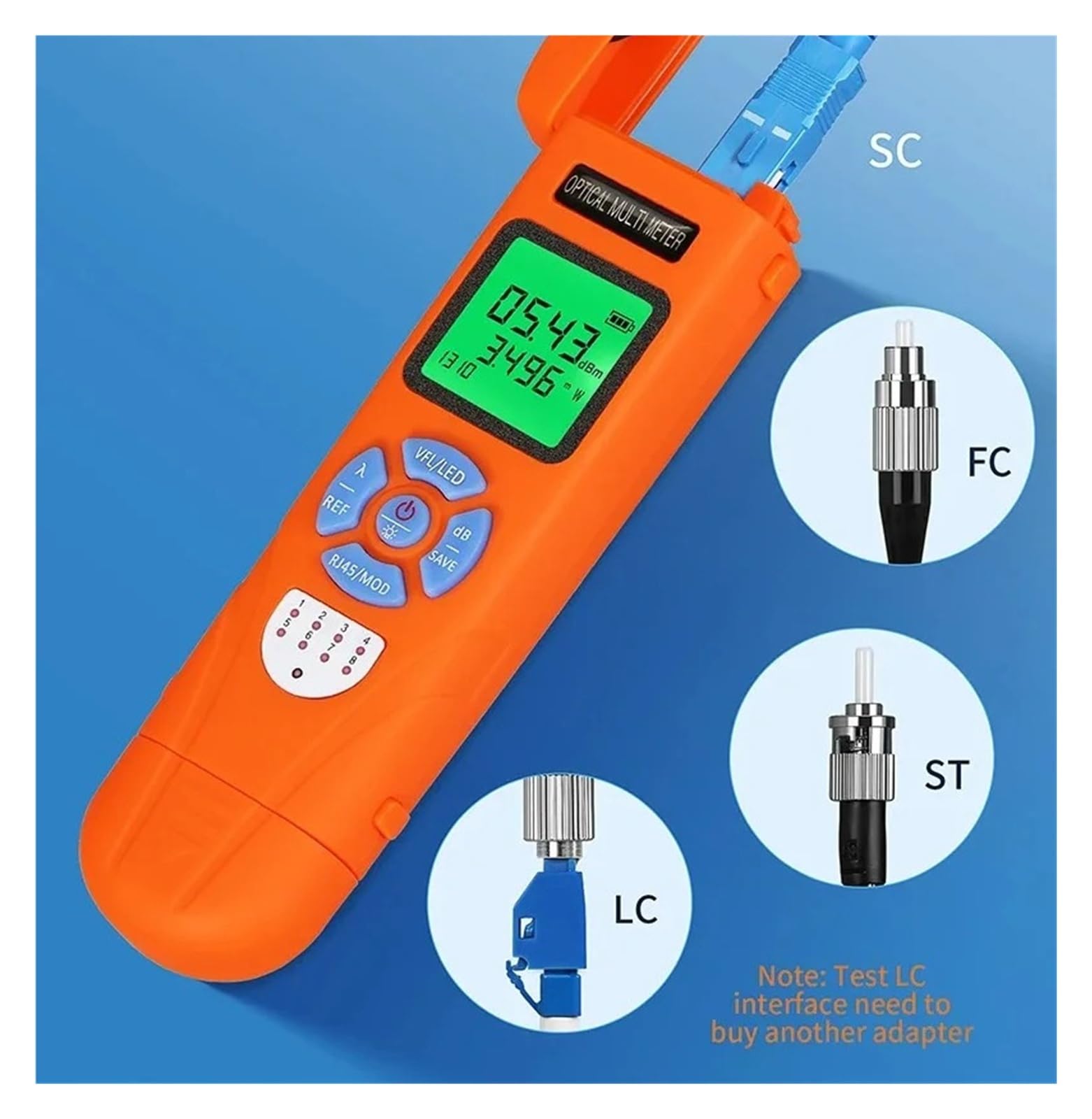 Mini medidor de potencia óptica C70/C50 OPM con localizador Visual de fallos (15/30/50mW VFL) probador de Cable de fibra óptica FTTH Fácil de leer(C70 50MW ADD FC-LC)