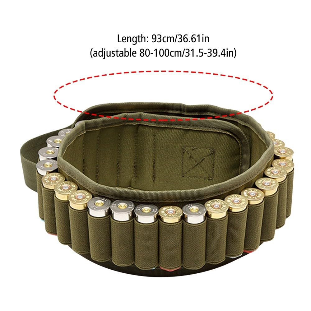 Cinturón para Cartuchos de 30 Balas, Bandolera para Cartuchos de Escopeta, cinturón de Hombro Ajustable para Escopeta, Bolsa portamuniciones con Hebilla de liberación rápida para Calibre 20