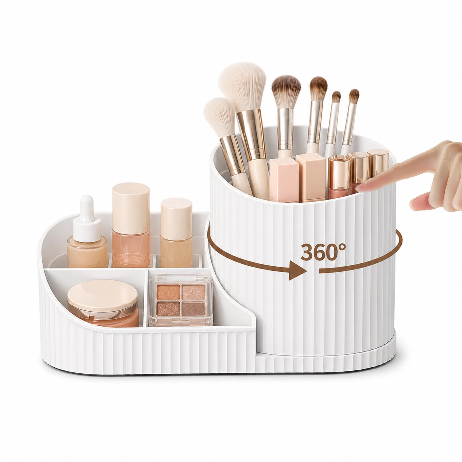 Beauty Organizer Trucchi Girevole Porta Trucchi Organizer Rotante Scatola Porta Cosmetici Organizzatore di Trucco Rotante a 360 Porta Pennelli Make Up per Bagno,Toeletta