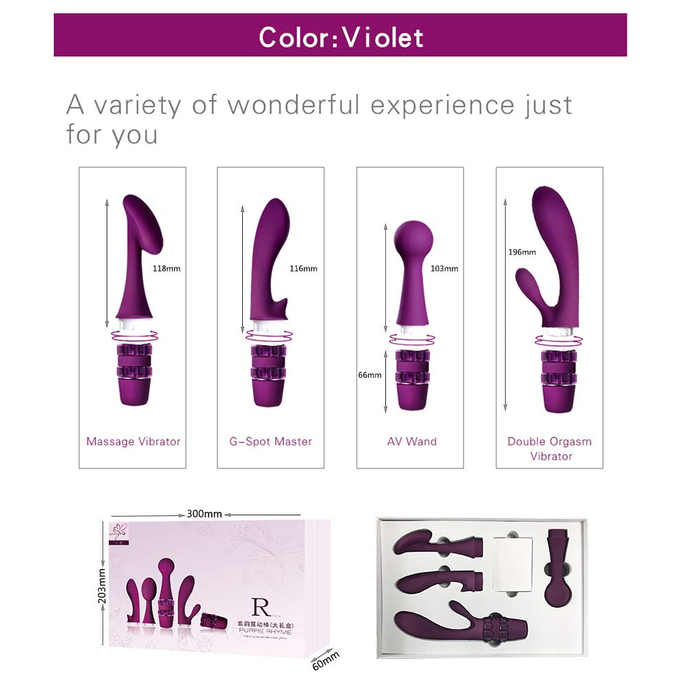 Vibratore Del Clitoride, Bastone AV Di Masturbazione Di Massaggio Del Coniglio, 10 Frequenza, Può Commutare 4 Teste Di Massaggio, Forte Vibrazione, Silicone Medico, Regolare E Comodo.