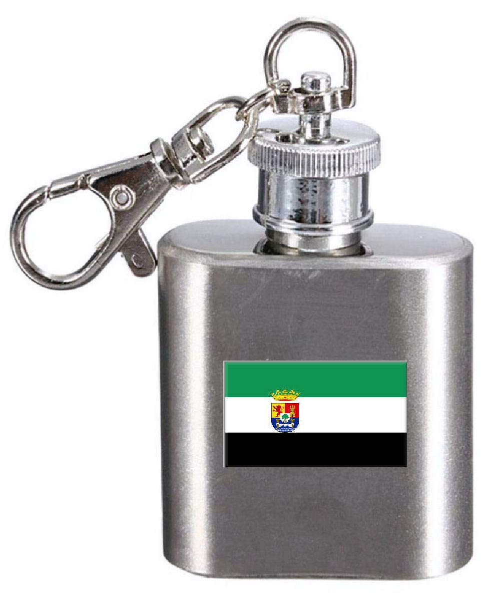 Flasque porte-clés gravé drapeau Extremadura en acier pour homme