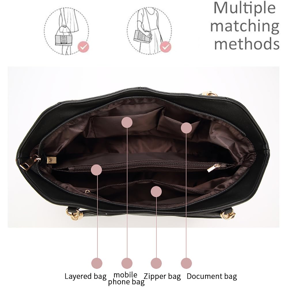 Pahajim Sac Cabas Femme Grand Sac Bandoulière Femme Pu Cuir Sac Fourre Tout Shopper Souple pour le Shopping, le Travail et les Voyages