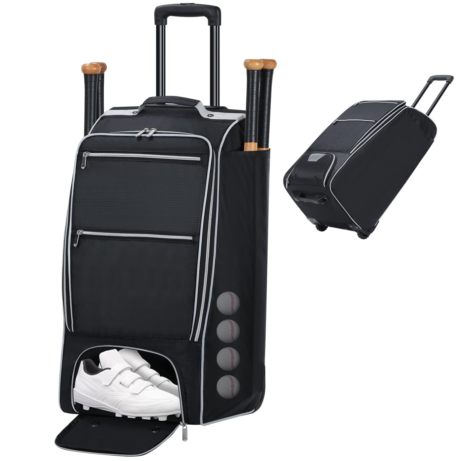 Sac De Transport Baseball MOSISO - Grande Capacité Avec Compartiment Chaussures - Noir