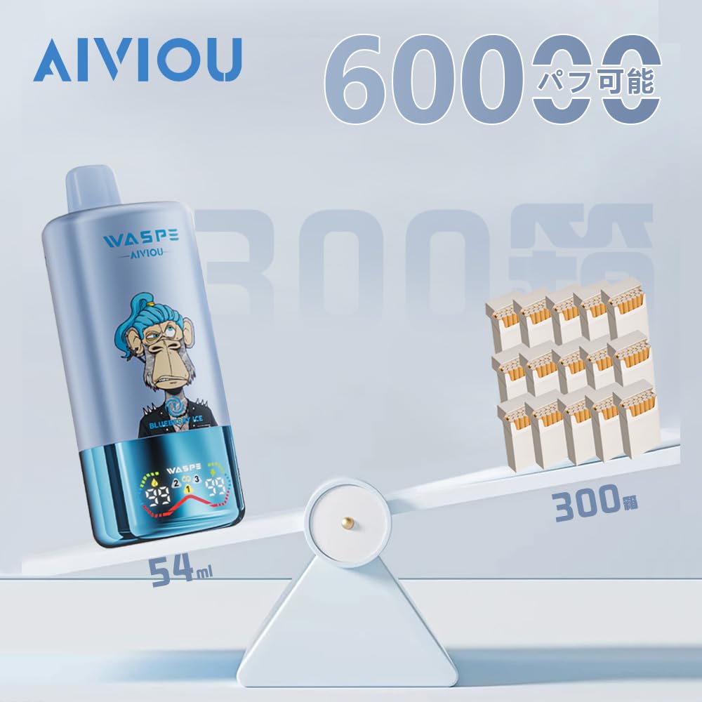 アラレぴょん　10万パフ　③ ④ニコチンタール無し！ Amazon | 【60000回】電子タバコ 使い捨て Waspe 60000回吸引可能3つの