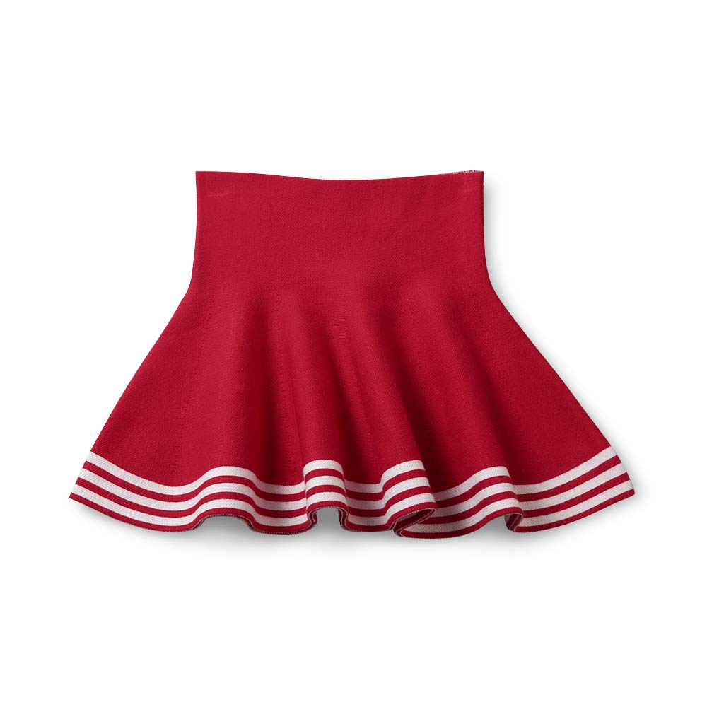 Girls Pleated Skirts High Waisted Stretchy Knit A-Line Skater Mini Skirt for School Cheer Tennis