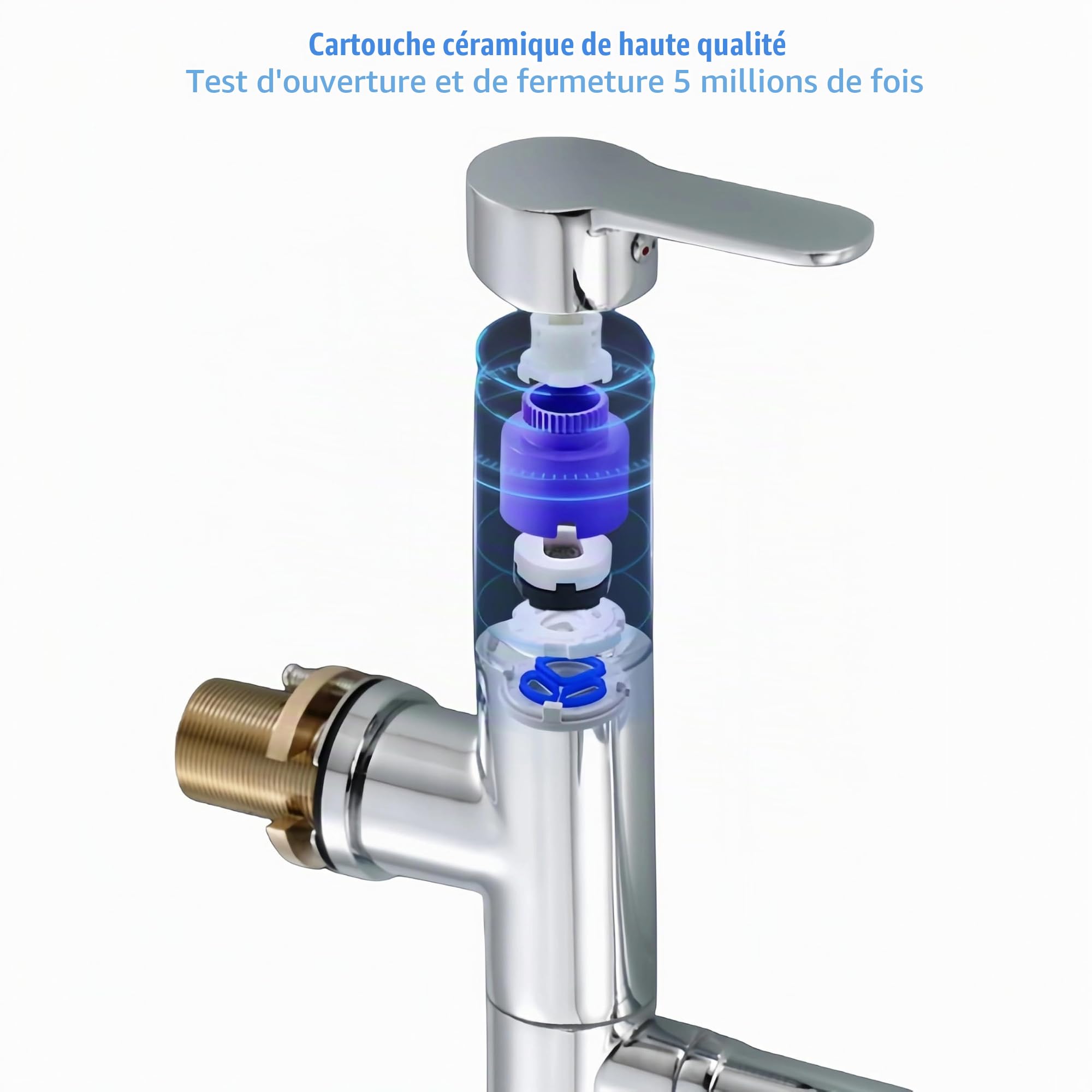 mitigeur cuisine rabattable Robinet Cuisine 3 Voies Pliable, Mitigeur Monocommande, Robinet D'évier, Robinet De Cuisine Rotatif À 360° Laiton(Chrome)