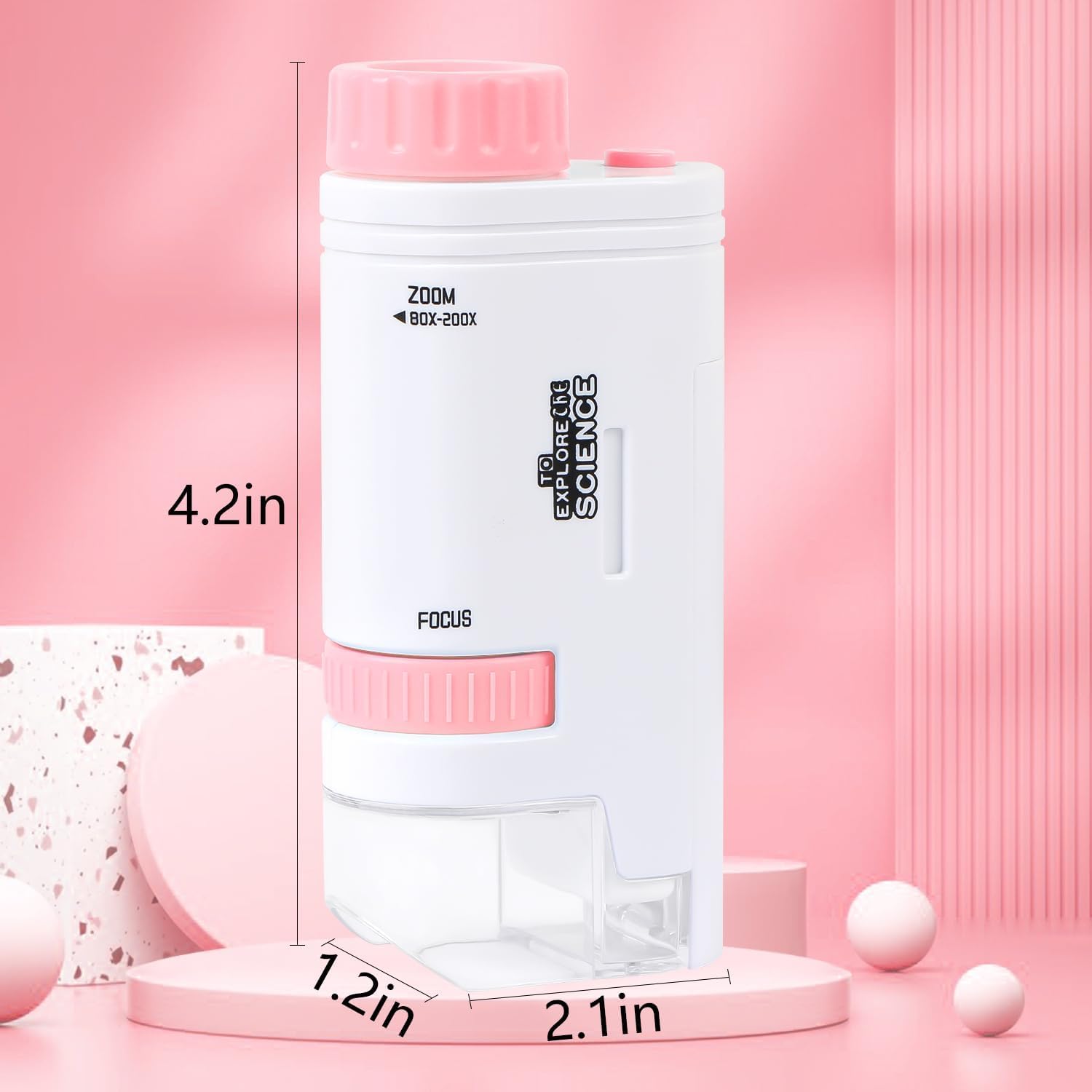 Deepoter 2 en 1 Microscope Enfant Portable pour 3-12 Ans Étudiants (Jaune) | 1000X Microscopes de Poche, Écran IPS de 2, 1080P, 8 Lumières LED