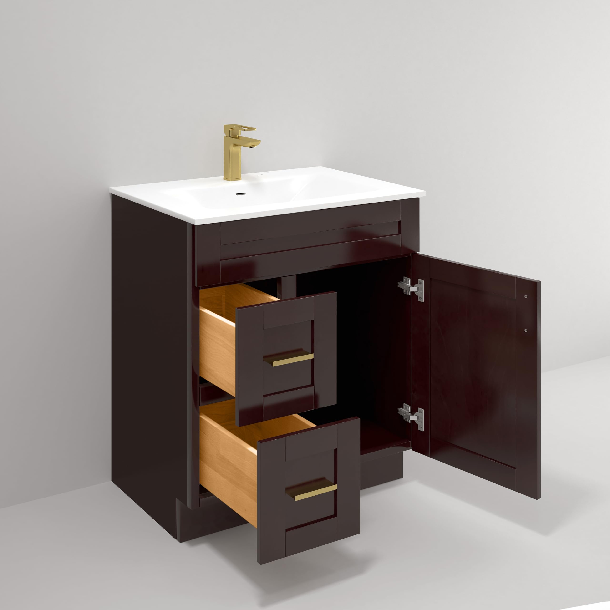 Espresso Vanity With Bronze Knobs Three Posts™ Grigg 37" Single
