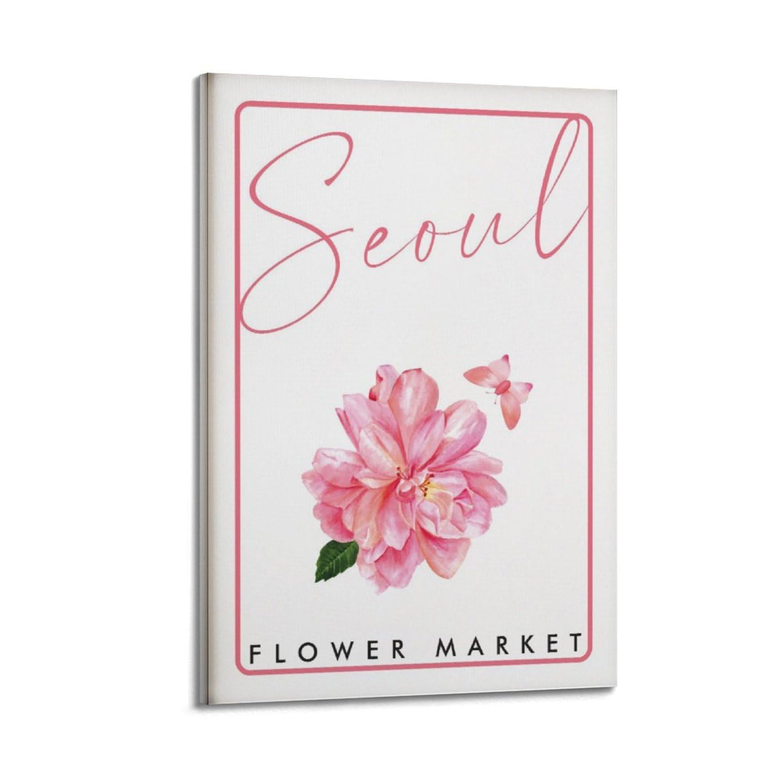xiaoxiaoshen Flower Market Seoul, Vintage Floral Florist Gift, Spring Decor Canvas Poster Wall Art Prints Room Aesthetic Murals Bedroom And Living Decorations 24x36inch(60x90cm)