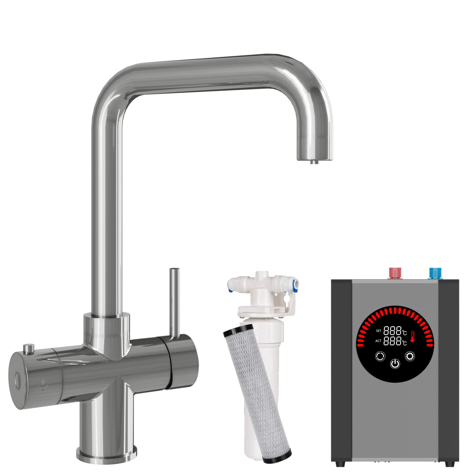 Liquida HT41CH 3 in 1 Chrome Instant Hot Water Kitchen Tap, Tank and Filter  : Amazon.co.uk: Home u0026 Kitchen