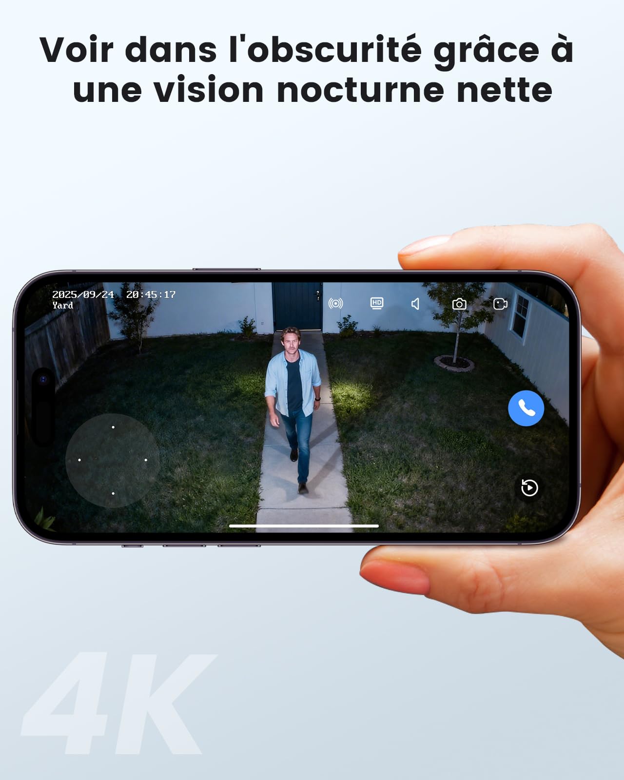 Hiseeu 4K 8MP Caméra de Surveillance Extérieure, PTZ WiFi Suivi Automatique, Vision Nocturne Couleur, Zoom Numérique, Vidéosurveillance 360°