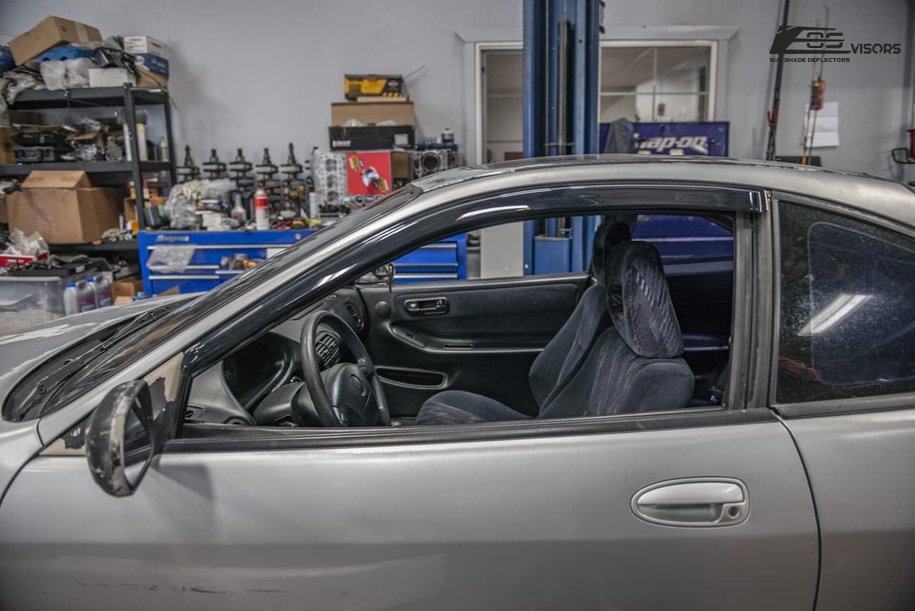 for 1994-2001 Acura Integra DC2 3Dr Hatchback | EOS Visors JDM Tape-On Style Smoke Tinted Side Vents Rain Guard Window Deflectors