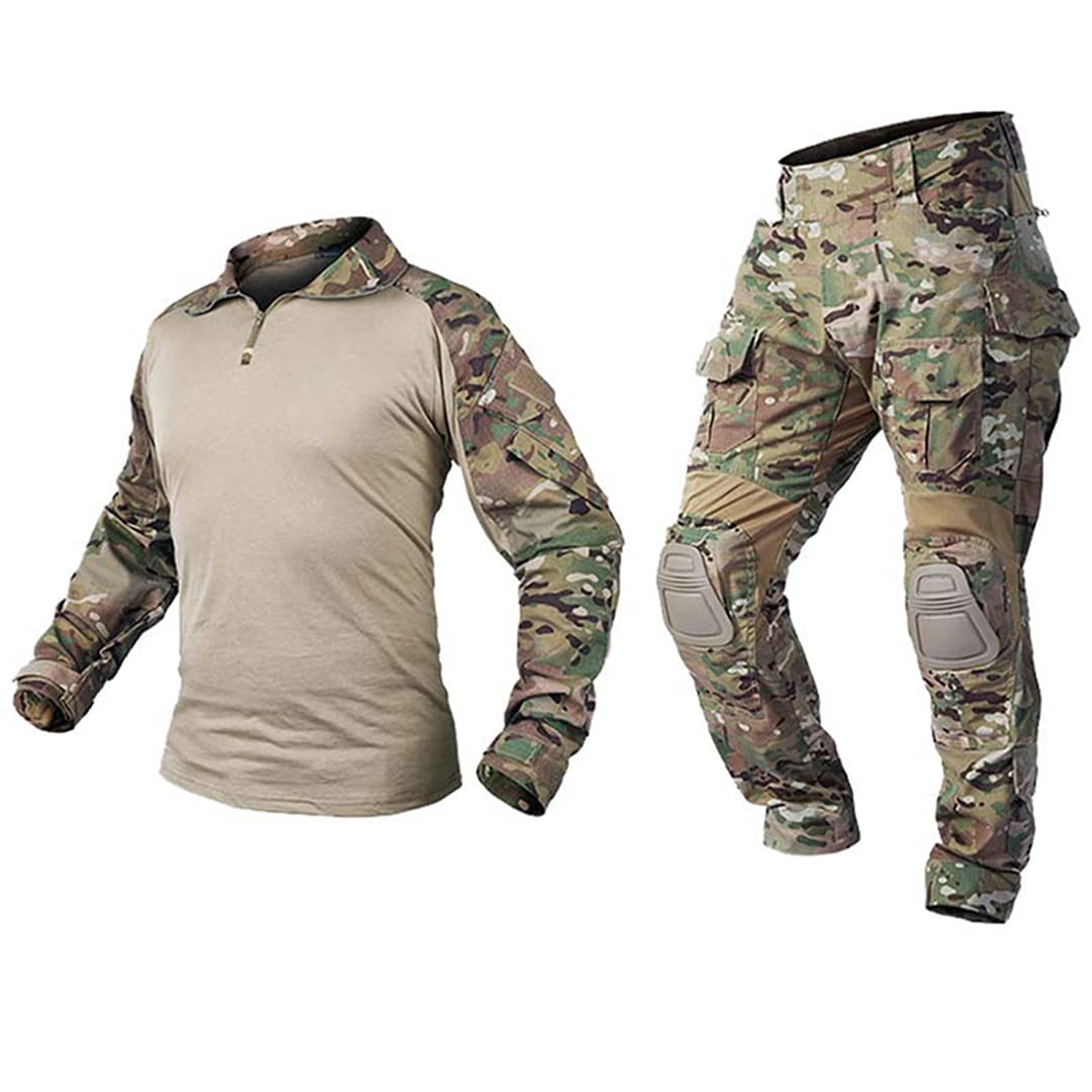 Kombinezon bojowy Camo1 Mundur wojskowy Army Cargo Pants Men Multicam Odzież myśliwska (czarna koszula 3XL)