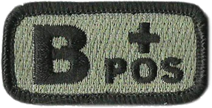 Tactical Blood Type Patches - Type B Positive - 2"x1" ACU/Foliage