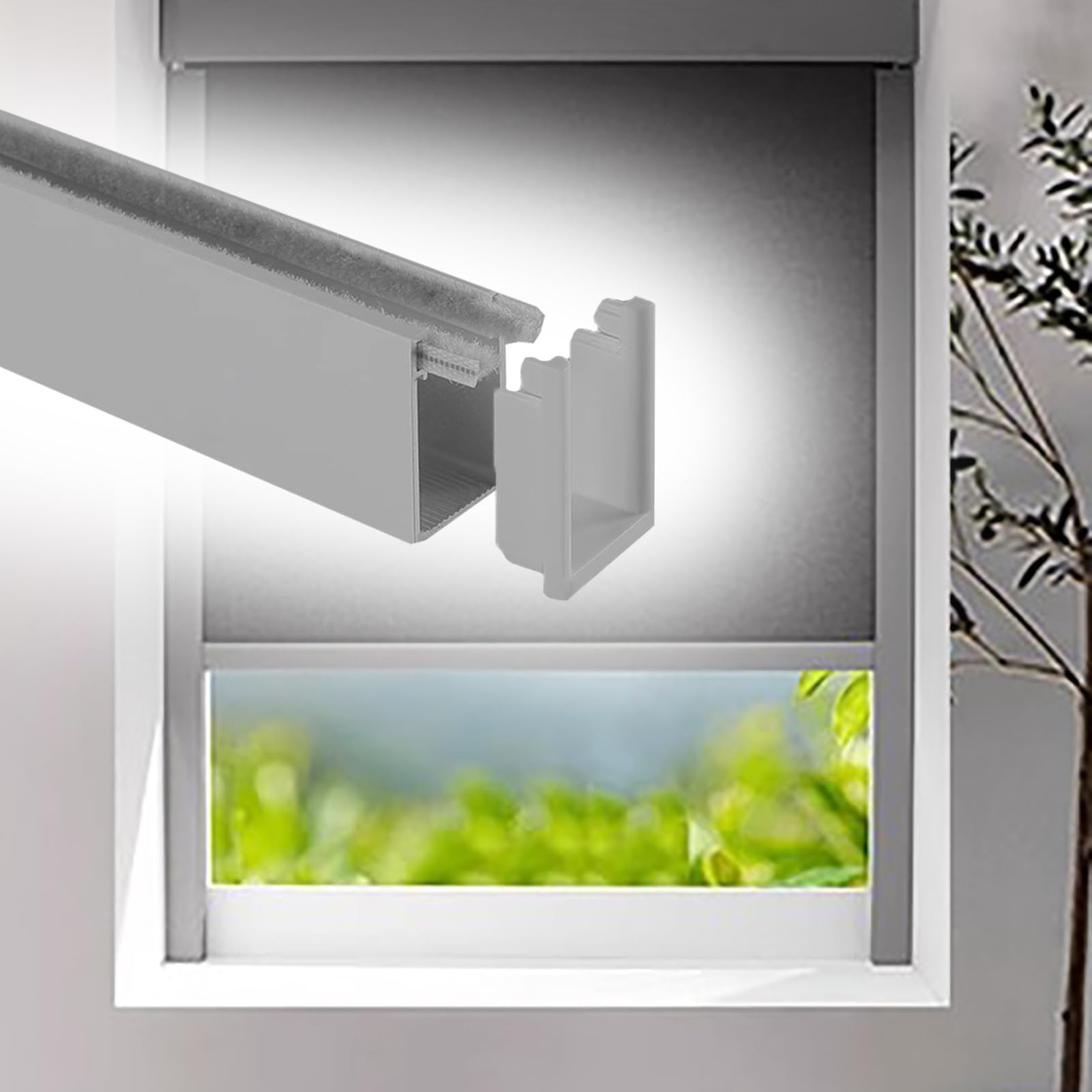Light Blockers Side Tracks, 2PC U-Shaped Privacy Light Blocker Strips Window Shades Side Rail