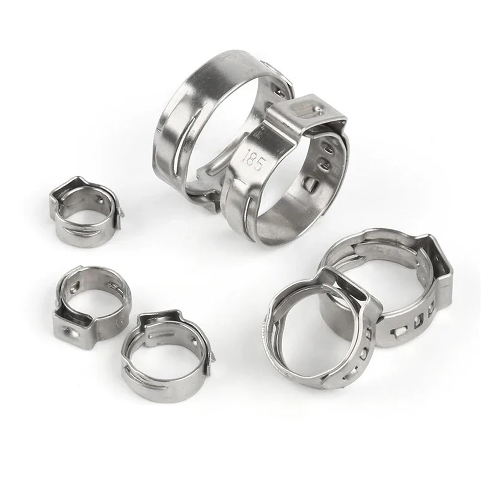 Schlauchschellen Aus Edelstahl Stufenlose Schlauchklemmen mit einem Ohr, 7–21 mm, Edelstahl 304/1 Clip-Klemmzangen-Set(80pcs with plier)