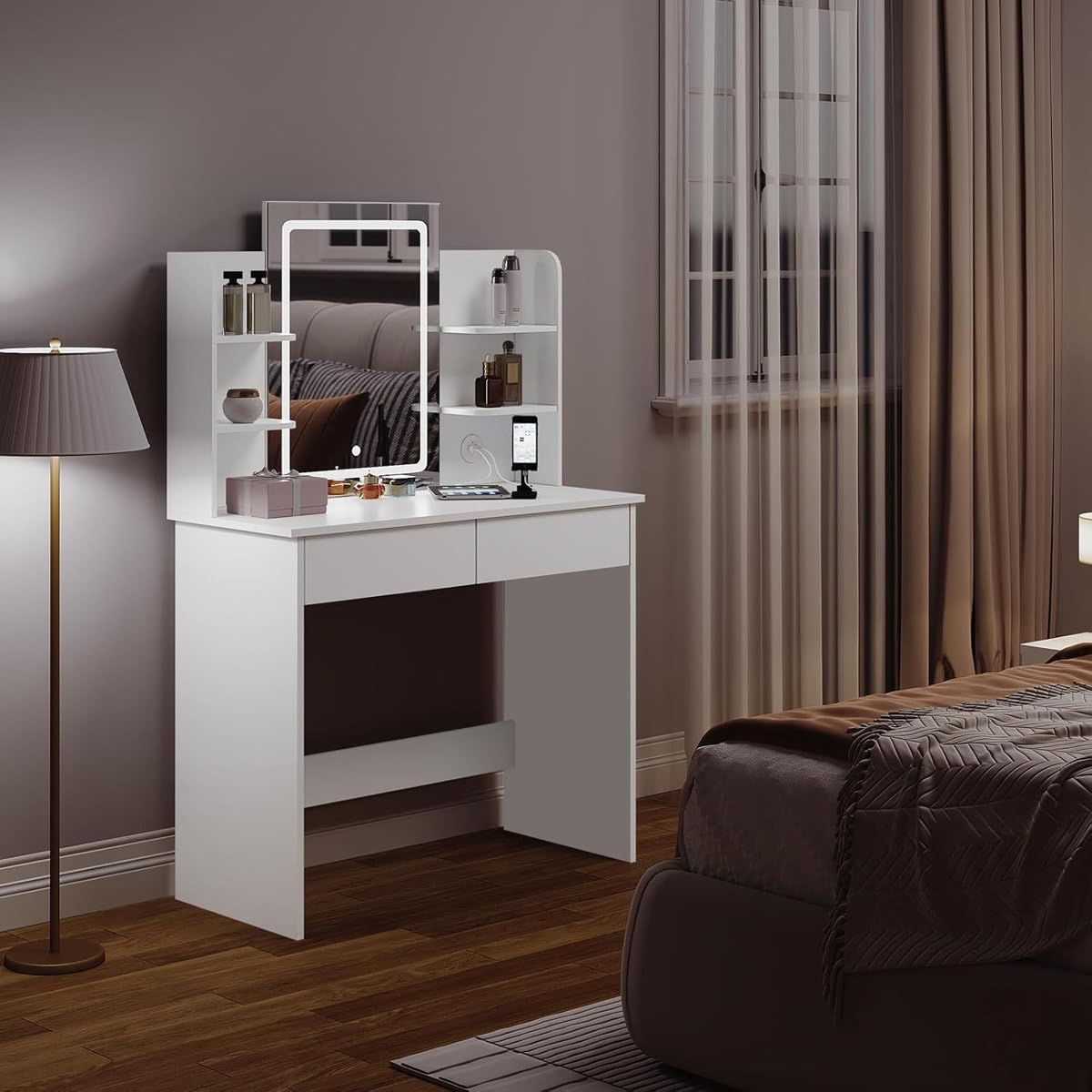 Ozone Furniture Vanity Make-up Table Cabinet with Mirror & Drawers | Makeup table-picture-32