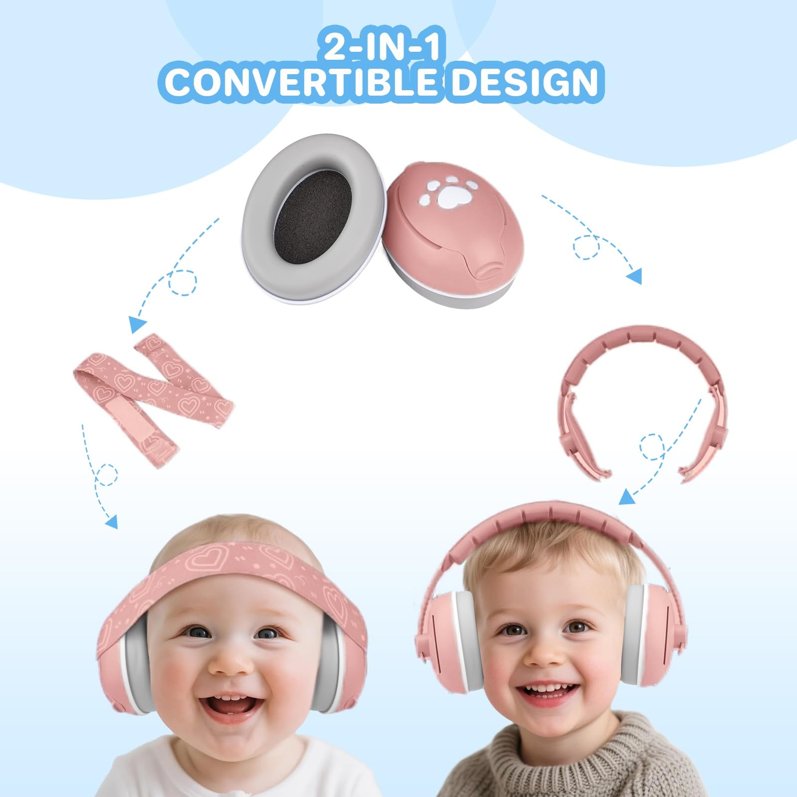 SHOCHX 2 in 1 Baby Ear Defender for Babies and Toddlers up to 36 Months, Noise Reduction Earmuffs - Image 2