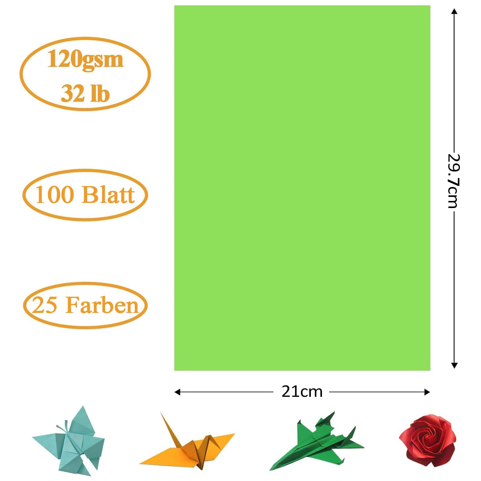 100 arkuszy – 120 g, kolorowy papier kolorowy A4, do majsterkowania, do drukarek, do kopiowania, origami, 25 kolorów