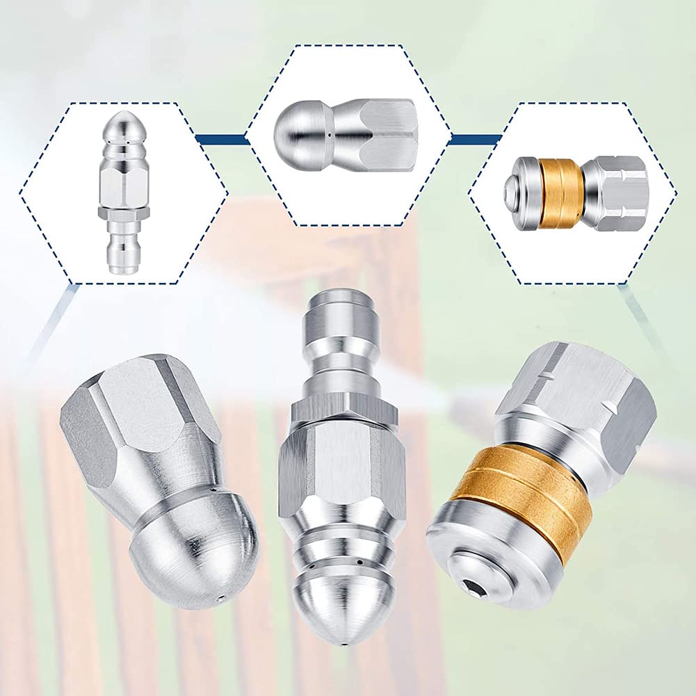 Hogedrukreiniger Riool Jet Nozzle 3/8 Inch Quick Connector 1 Voor 6 Achter Cleaner Reinigingskoppen Jet Nozzle Drain Set