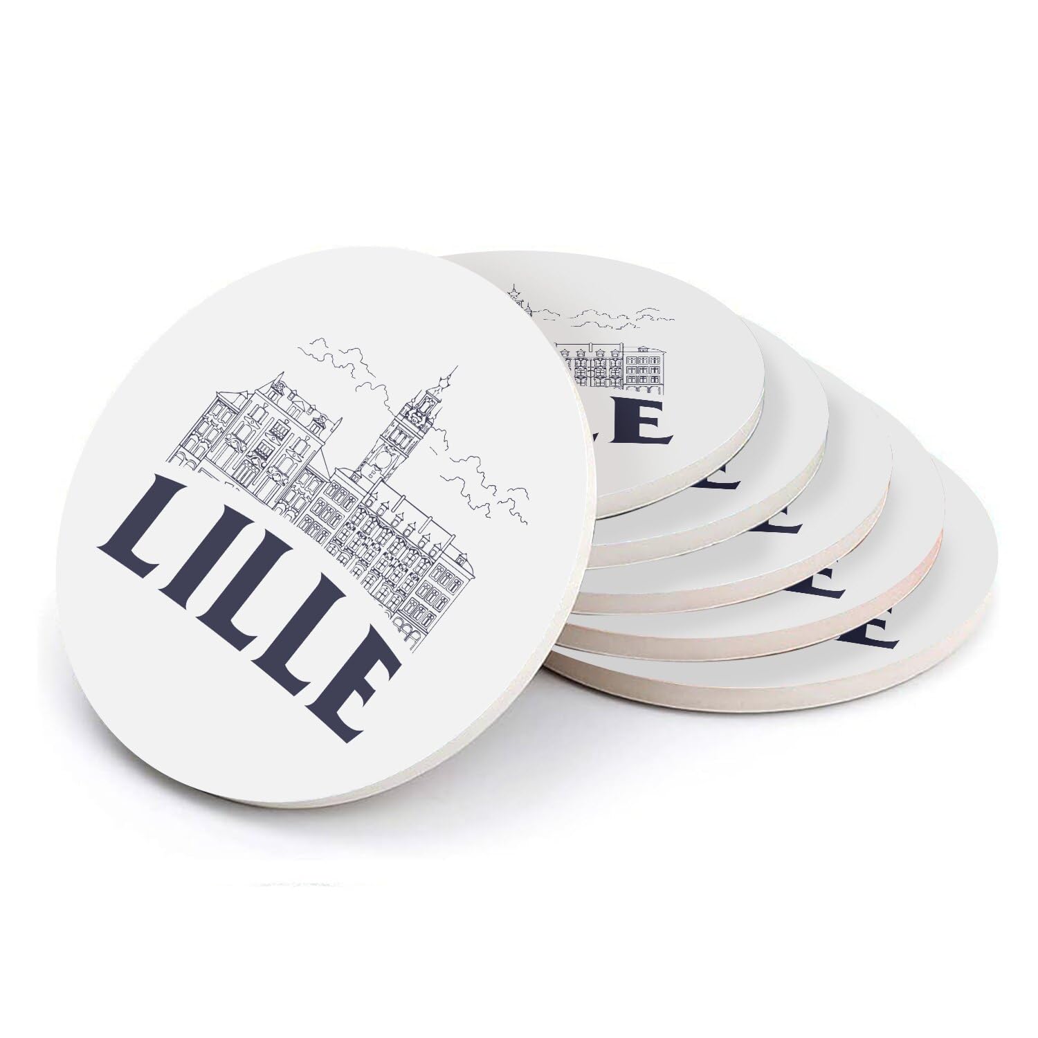 Sous verre ronds en céramique haut de gamme de Lille céramique premium 108 mm collection France