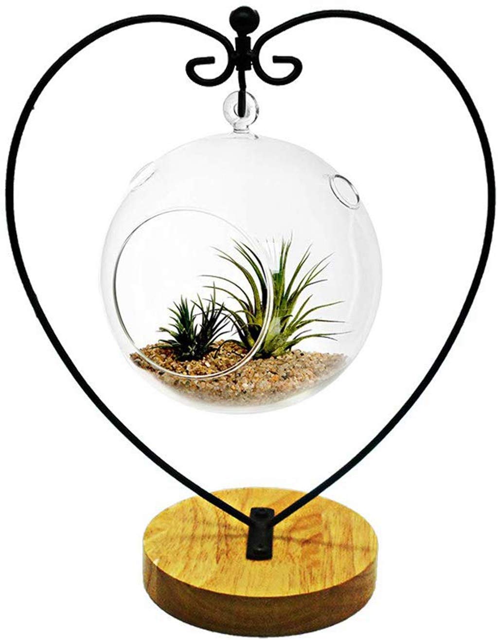 Archi Ornament Display Stand Holder Home Wedding Decoration Rack for Hanging Glass Globe Air Plant Flower Pot Stand Iron Pot Hook Stand Terrarium Witch Ball(Heart)