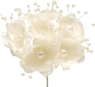 72 Artificial Silk Pearl Spray Craft Flower for Home Craft Decor DIY Wedding Bridal Veil Headband Dress Cake Topper Embellishment Scrapbook Favor Corsage Floral Bouquet Arrangement (Ivory)