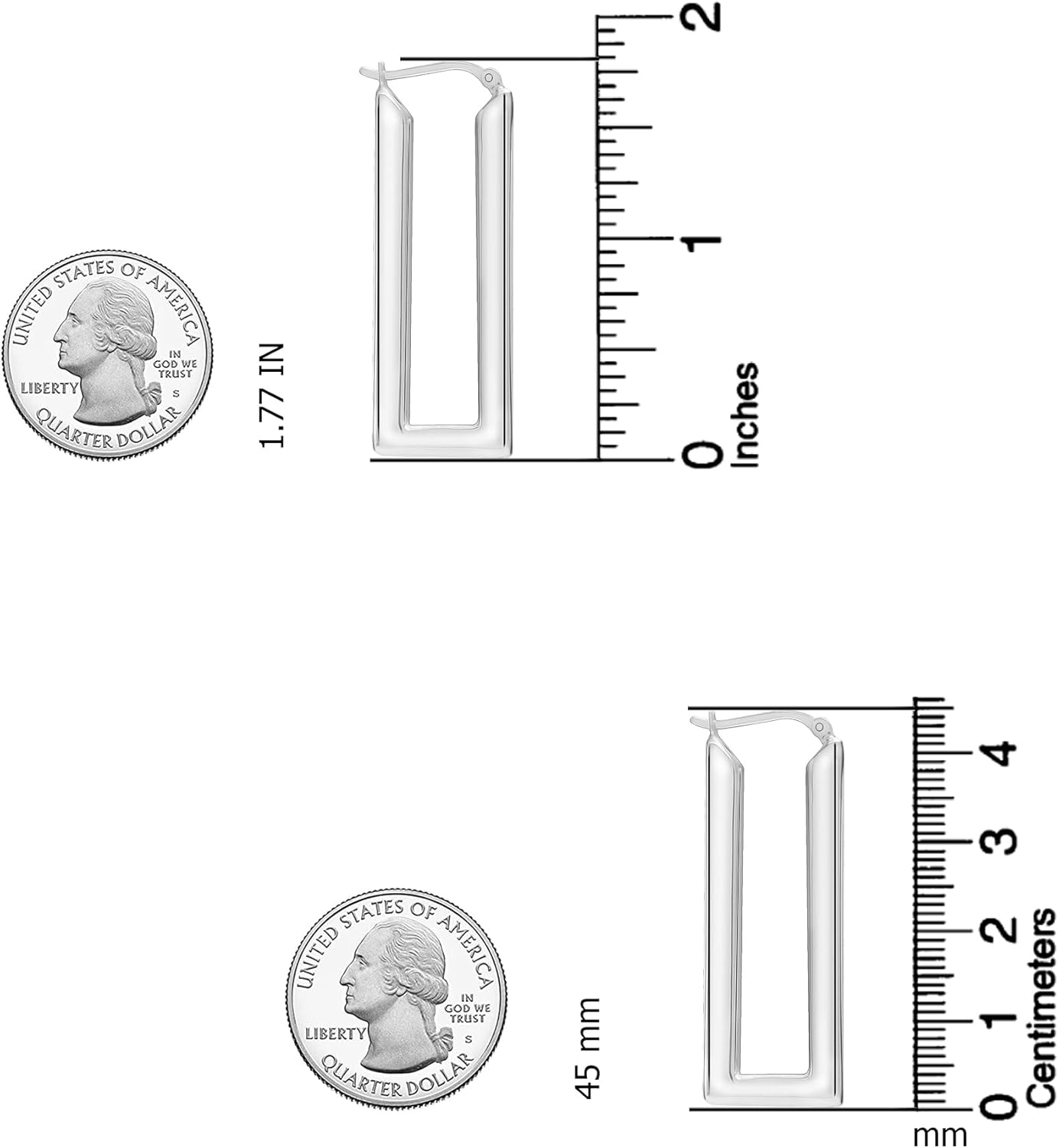 LeCalla 925 Sterling Silver Chunky Hoop Earrings for Women | Large Rectangle Shaped Earring Hoops | Handmade Classic Oval Textured Click-Top Big Hoops Earring for Women Gifts - Image 2