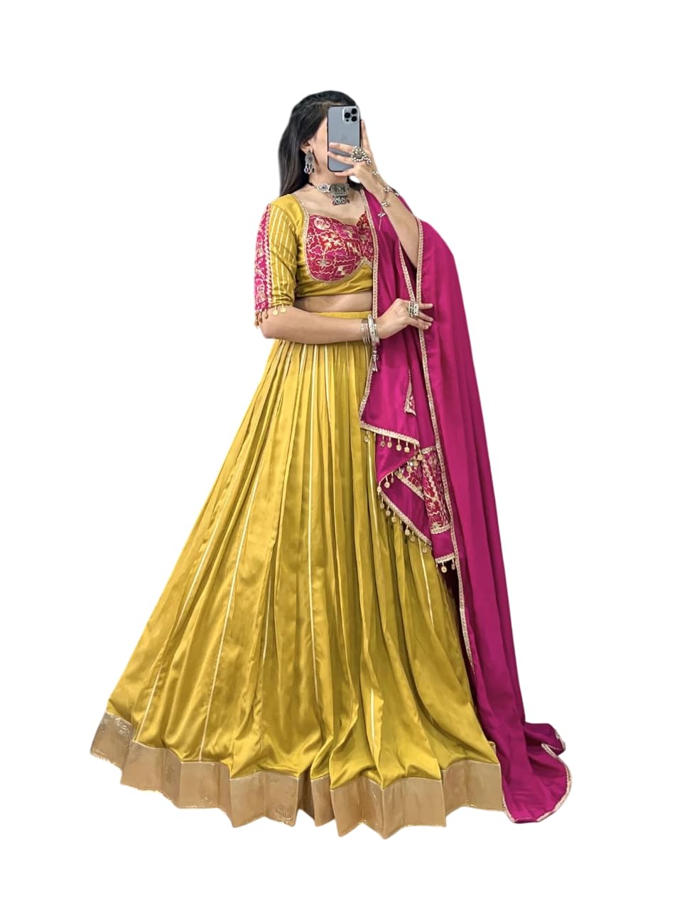 Women's Navratri Collection Gamthi work Chanderi Lehenga-image-23