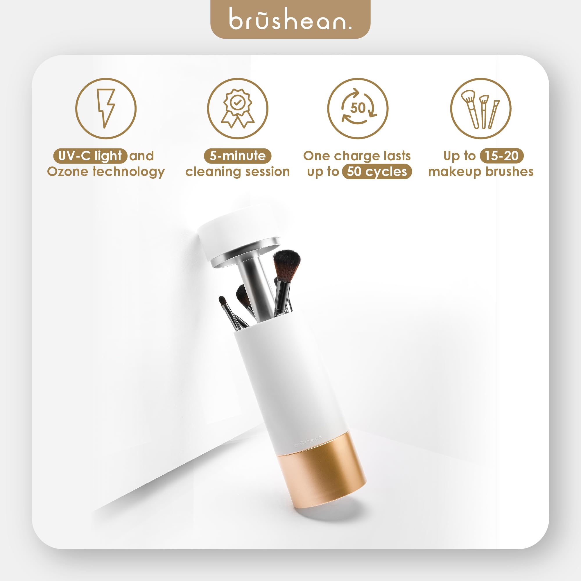 Brushean UV-C Makeup Brush Sanitizer with Ozone and Dustproof Holder