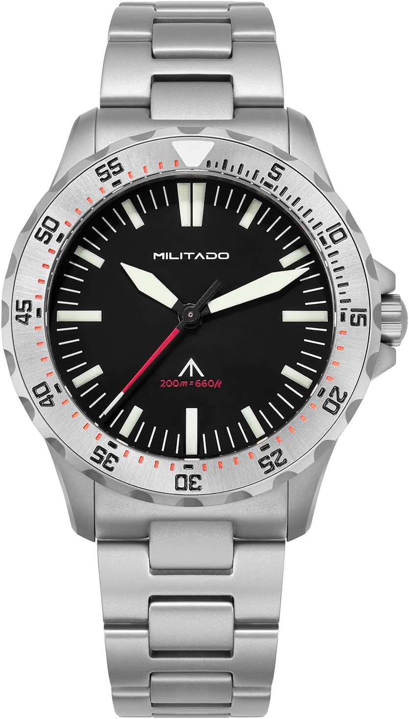 Militado ML16 39 mm Quartz Watches for Men - TMI VH31 Sweep & 515 Movement Quartz Field Diver Watch, 20 Bar Waterproof Luxury Diving Sapphire Crystal BGW9 Super Luminous Wrist Watch