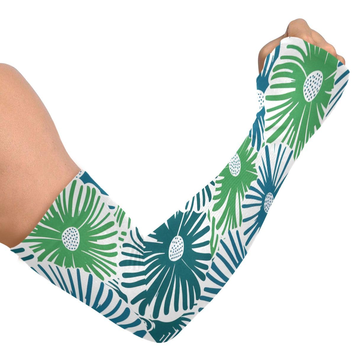 Cooling Arm Sleeves for Men Women UV Sun Protection Arm Covers Dandelion Blue Green Compression Sleeves Sports Football Golf Cycling