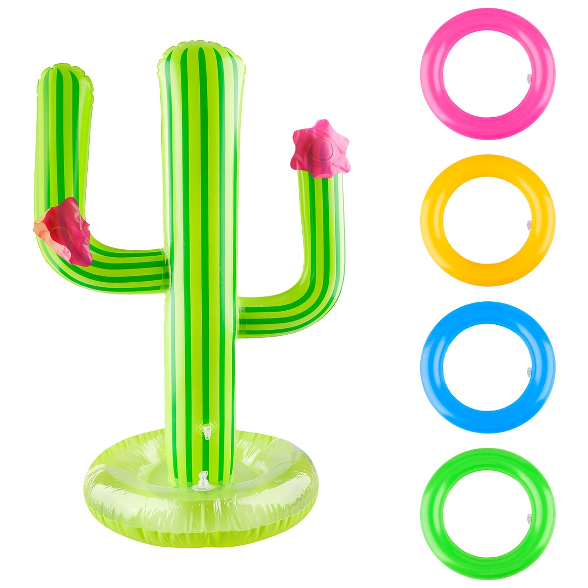 ThyontaInflatable Cactus 5 Piece Ring Toss Game Summer Party Decoration Pool Toys for Kid Pool Party Accessories Party Games