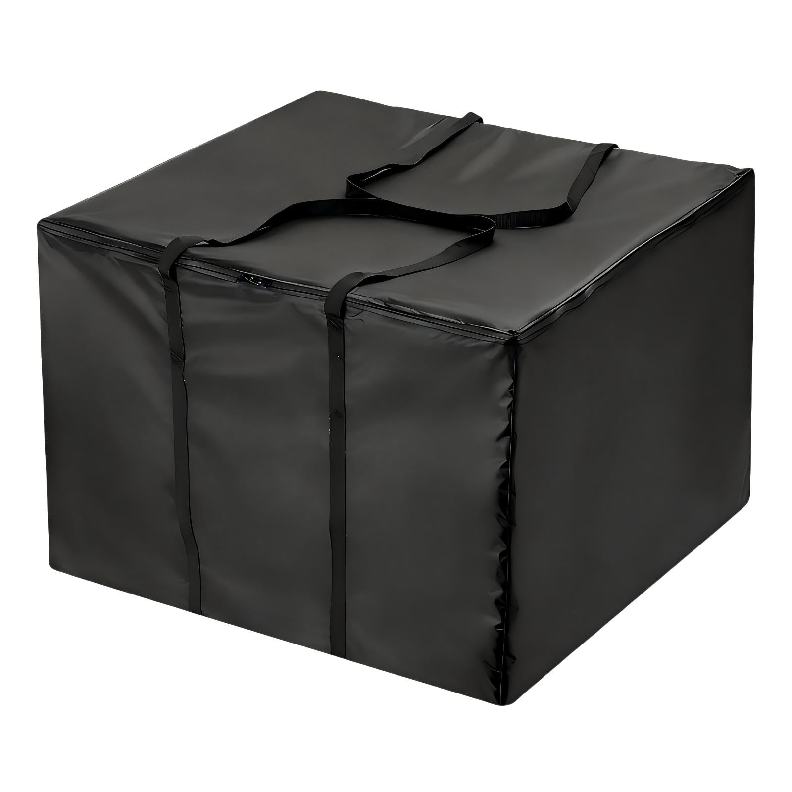 Hohong Garden Cushion Storage Bag Waterproof, 82×82×62cm Square Outdoor Cushion Storage Bags With Zippers, 500D Heavy Duty Outdoor Furniture Sofa Cushions Bags-Balck
