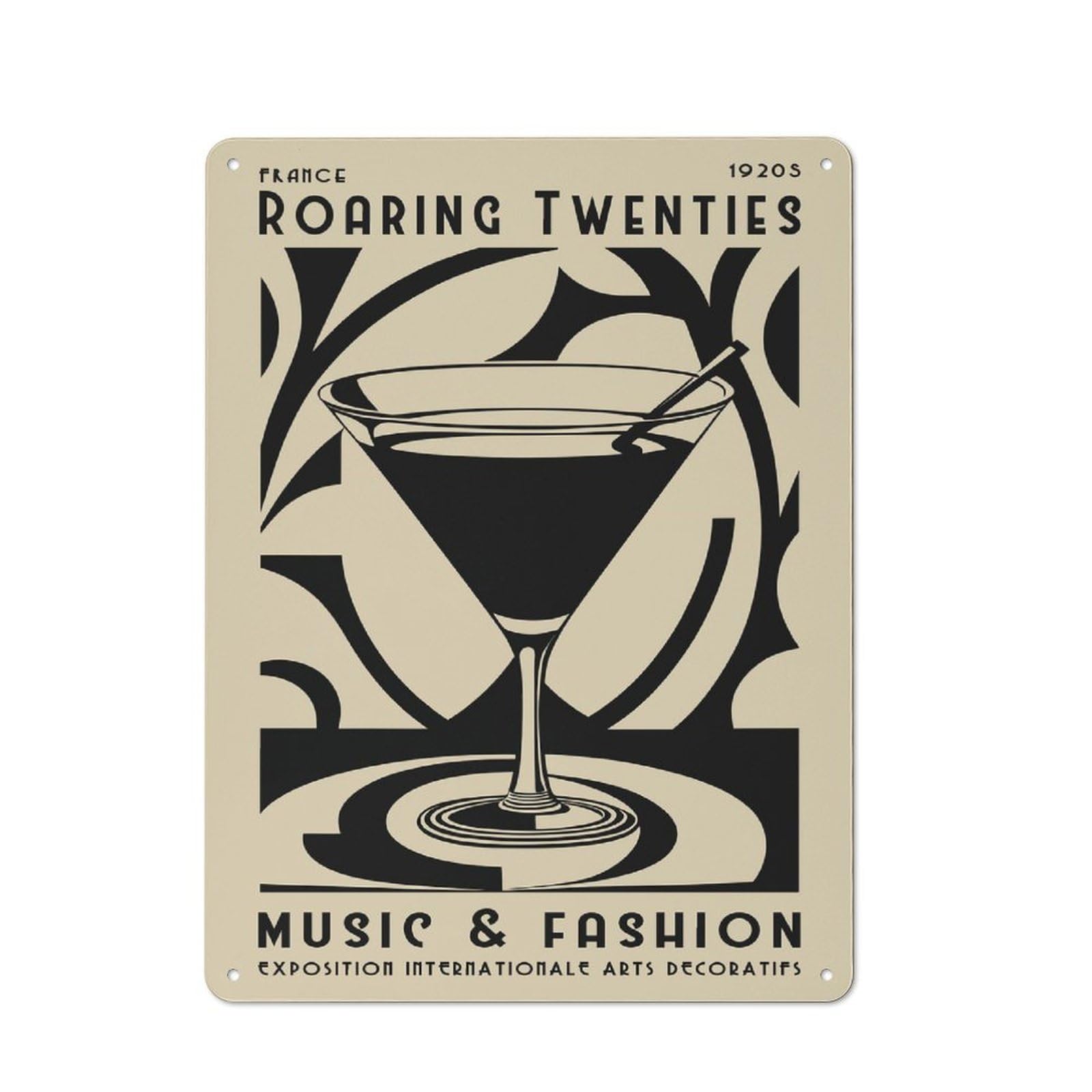 Junmoney Style Classic Vintage Metal Sign 40X30cm Featuring Roaring Twenties Music & Fashion, Classic Pub Decor For Bar, Kitchen, Garage Or Games Room