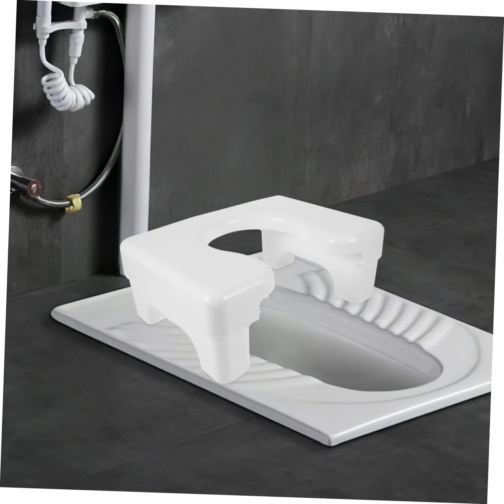 SHINEOFI Sgabello per Wc in Pp Bianco Antiscivolo e Portante Design Semplice e Stile Elegante per Bagno Familiare