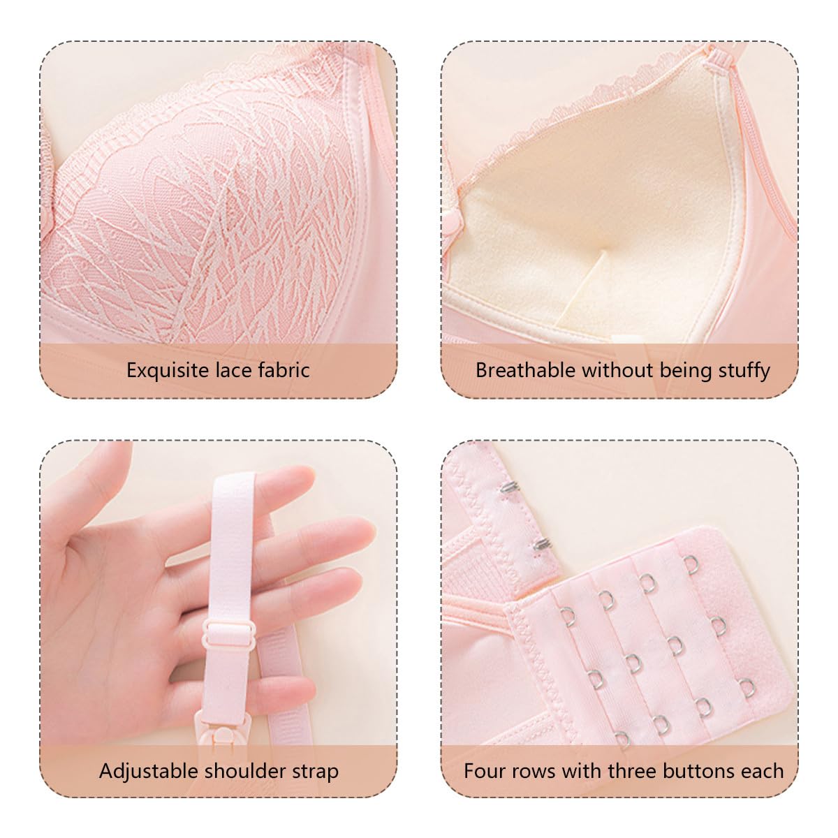 Reggiseni per allattamento per gravidanza, imbottiti, in pizzo, confezione da 4 pezzi, per gravidanza e allattamento, reggiseno push up nursing senza ferretto, reggiseno premaman