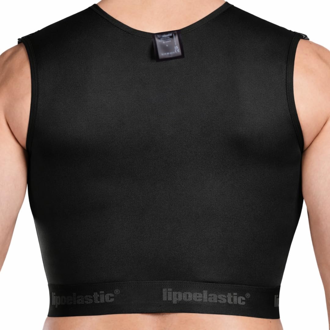 LIPOELASTIC® MTmS Comfort - Corpetto compressivo per ginecomastia e liposuzione della schiena e del torace (Nero, L)