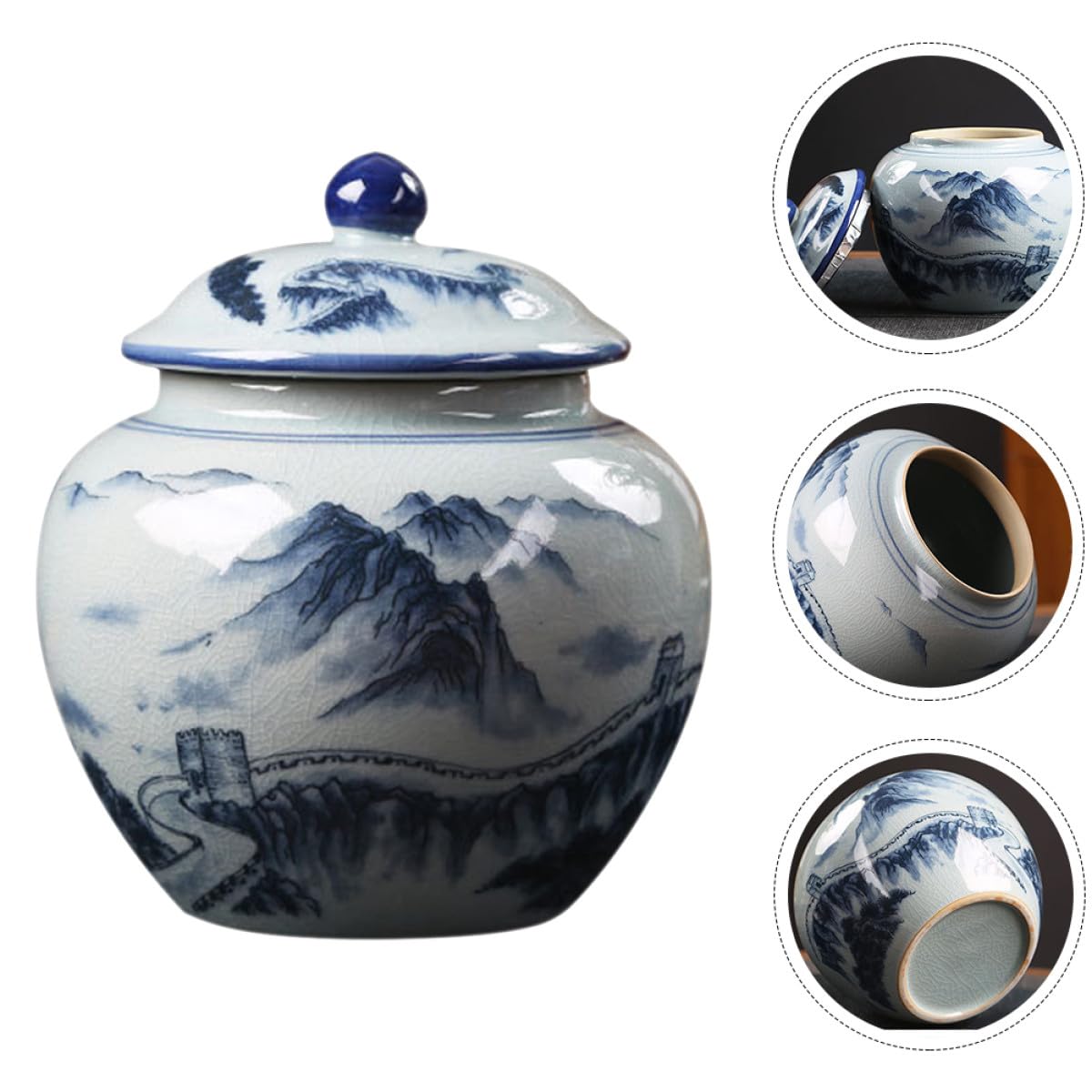 Keramik Teeblättern Teedose Chinesischen mit Stil Luftdichtem im Vintage Verschluss Dekorativem Design Losen Kaffeebohnen und für