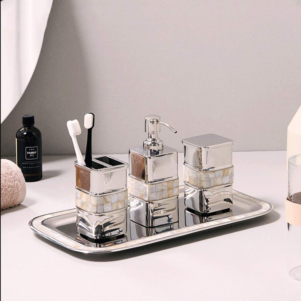 Dispenser di sapone da appoggio, contenitori per liquidi con anello decorativo per pompa doccia in acciaio inossidabile creativo 700 ml/23,7 once per dispenser di sapone da bagno