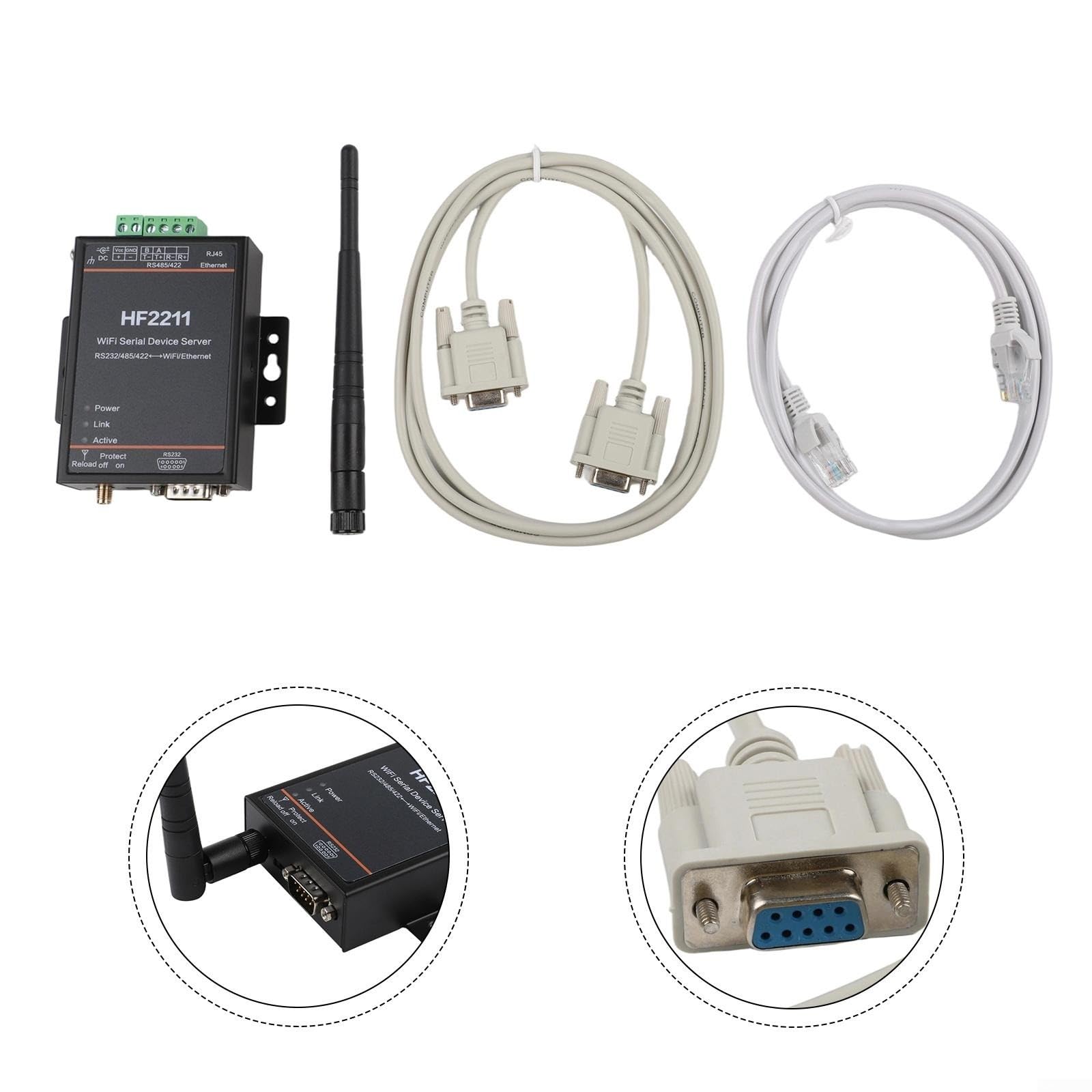 HF2211 Serial Port Server RS232/RS485/RS422 al modulo convertitore Ethernet con WiFi, per MODBUS TCP Supporto per sistemi di controllo di automazione industriale