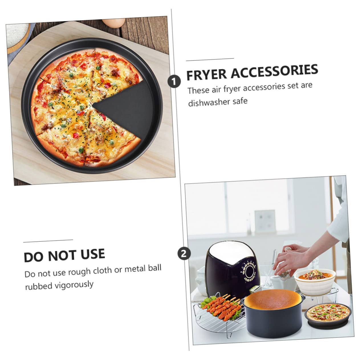 LABRIMP 6 Stück Küchenhelfer aus Edelstahl für Heißluftfritteusen | 6 Zoll Zubehör für Kuchen, Pizza und Topf, Spülmaschinengeeignet, für Vielseitige Gerichte