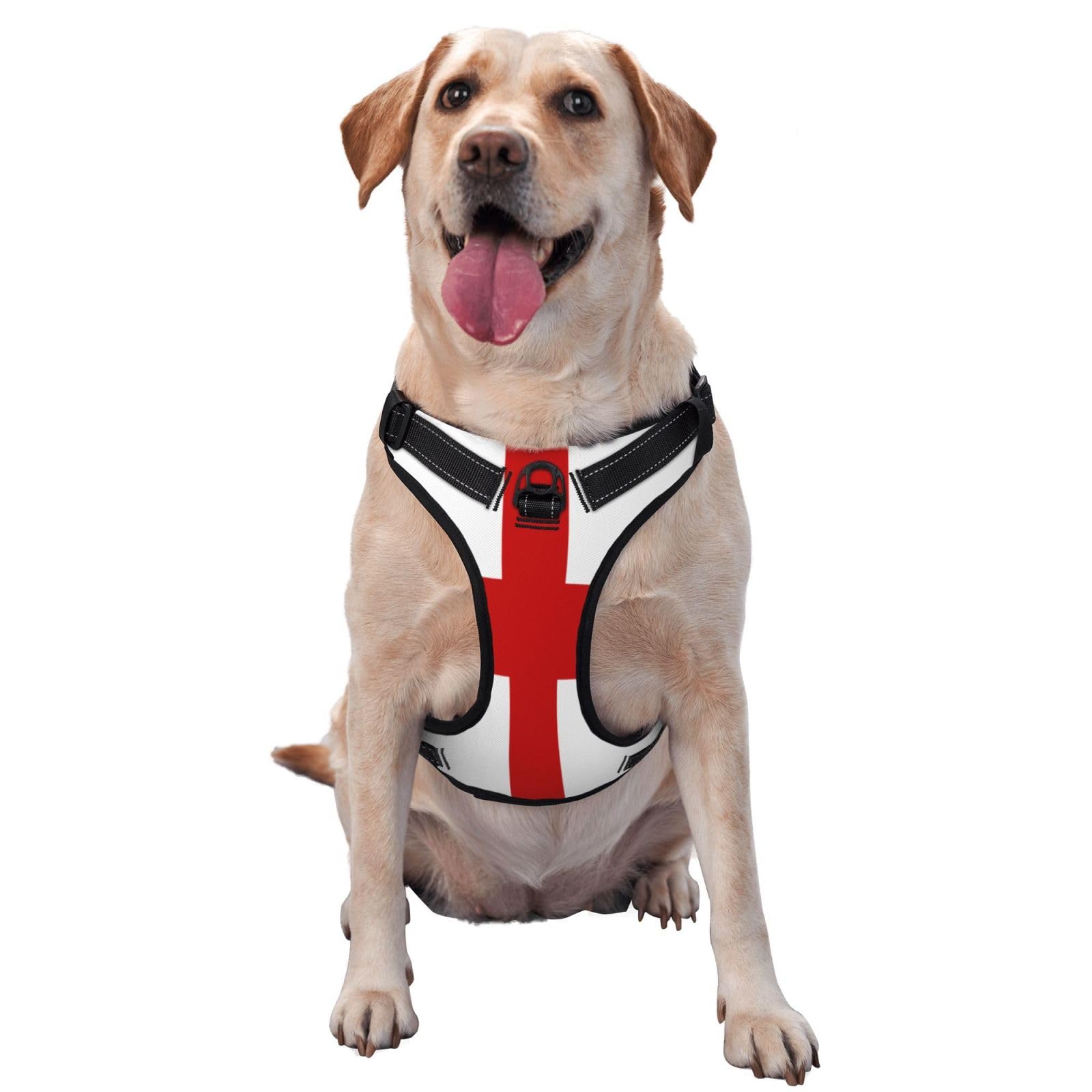 England Flag Dog Harness for Small, Medium, and Large Dogs â€“ Reflective Straps, Adjustable Fit with Quick-Release Buckles